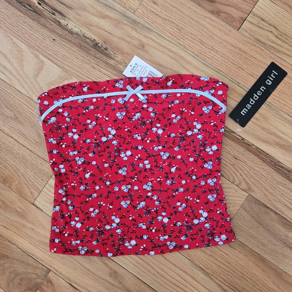 Red Floral Tube Top
